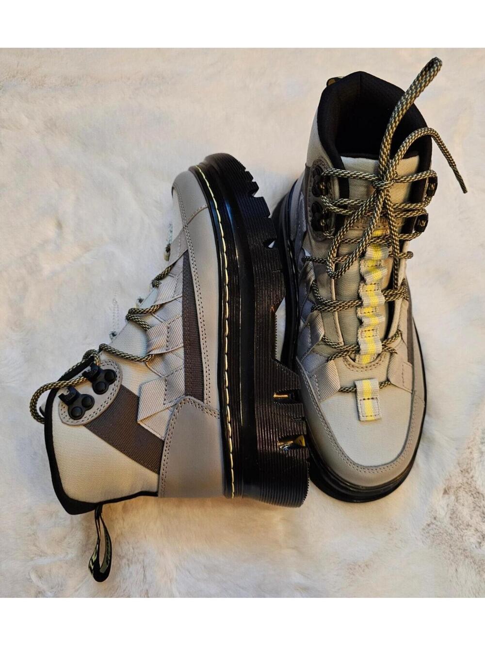 Dr Martens Boury Size 7 Woman - 5 Men Boots Gray Black Chunky Casual Brand New!